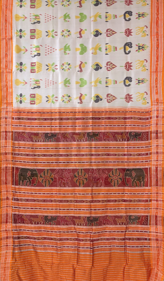 White Nabarangi Nabakothi Khandua Silk Saree