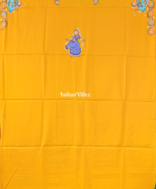 Yellow Nartaki Pattachitra Kurti Cotton Dress Material