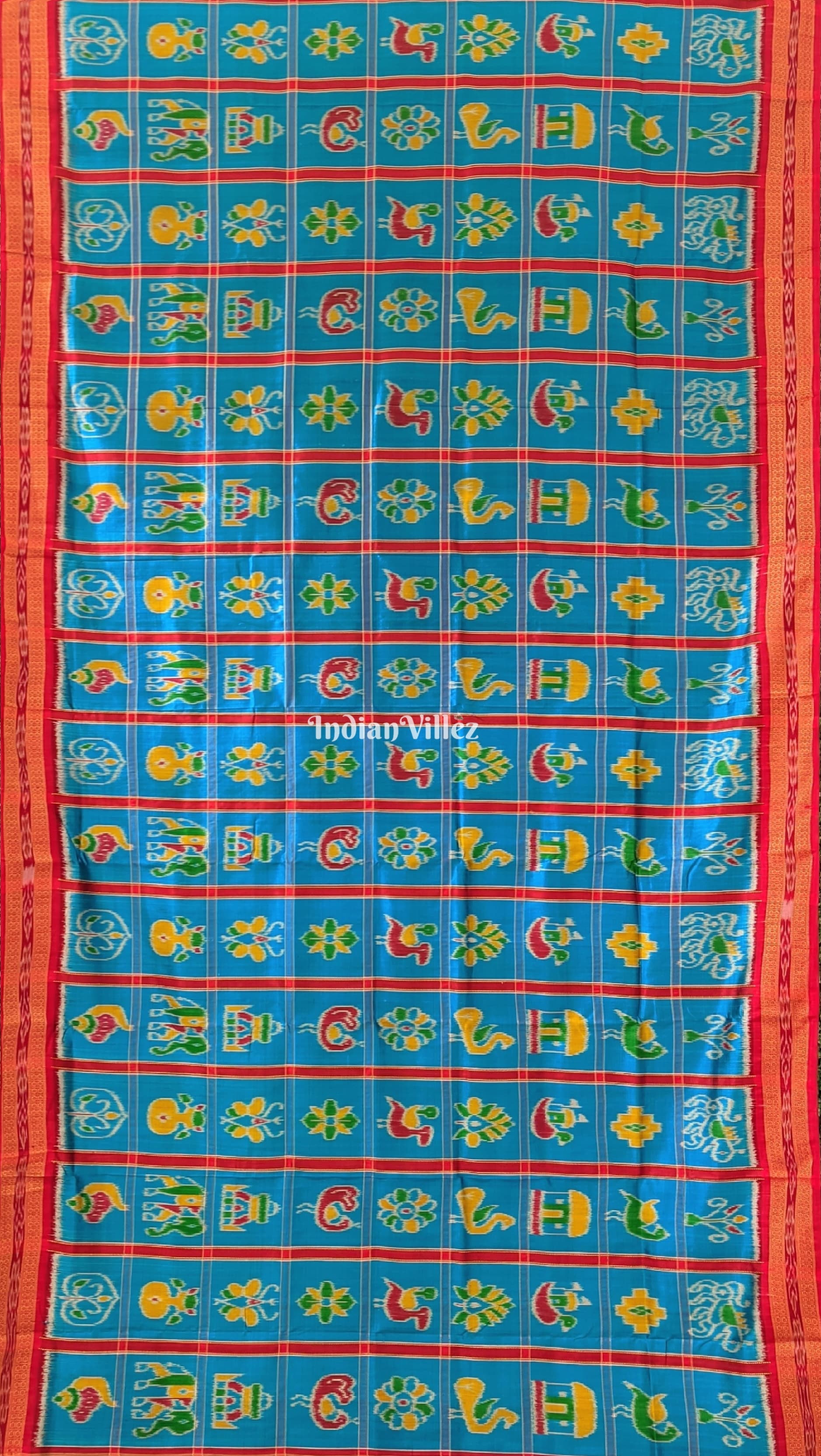 Copper Sulphate Odisha Ikat Nabakothi Khandua Silk Saree