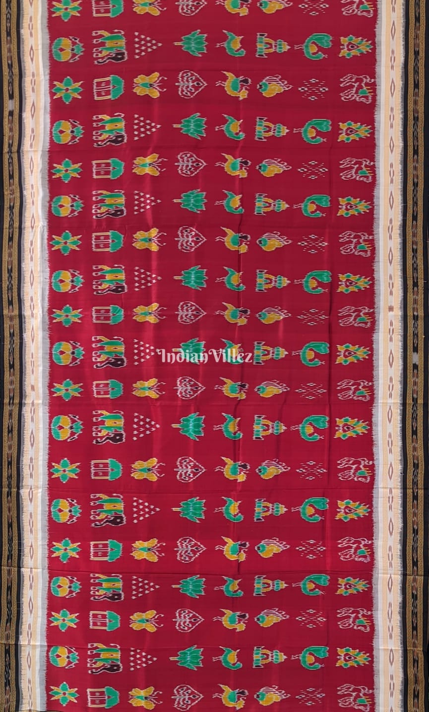 Red Nabakothi Odisha Ikat Khandua Silk Saree