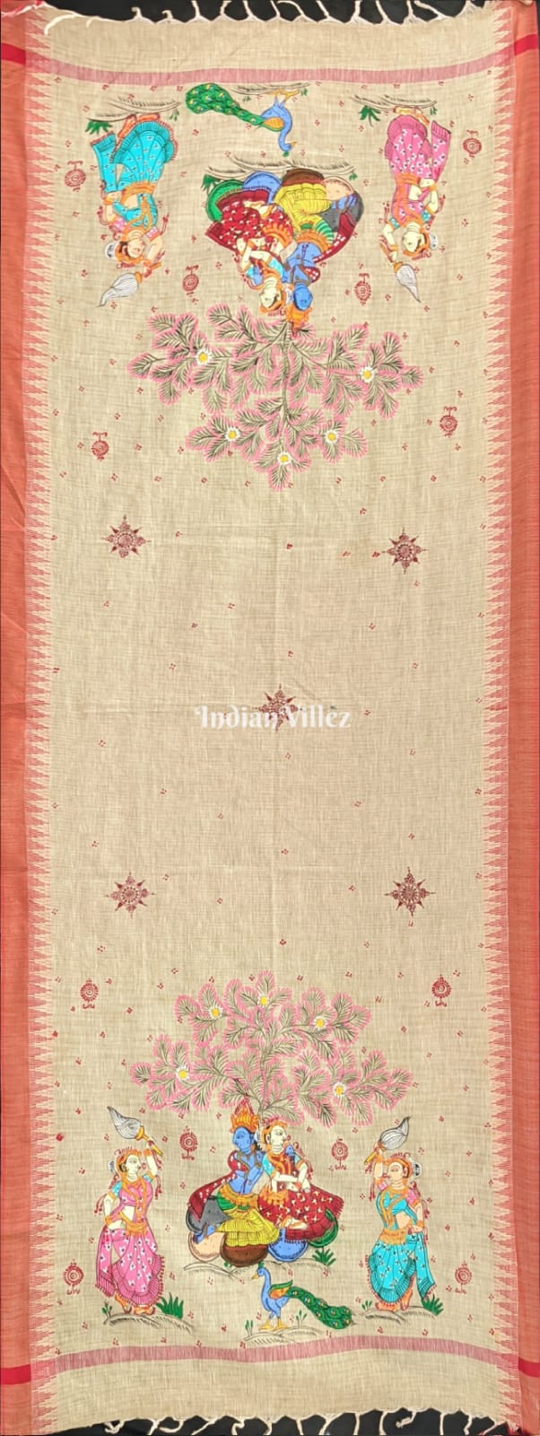 Radha Krishna Patachitra Tussar Dupatta