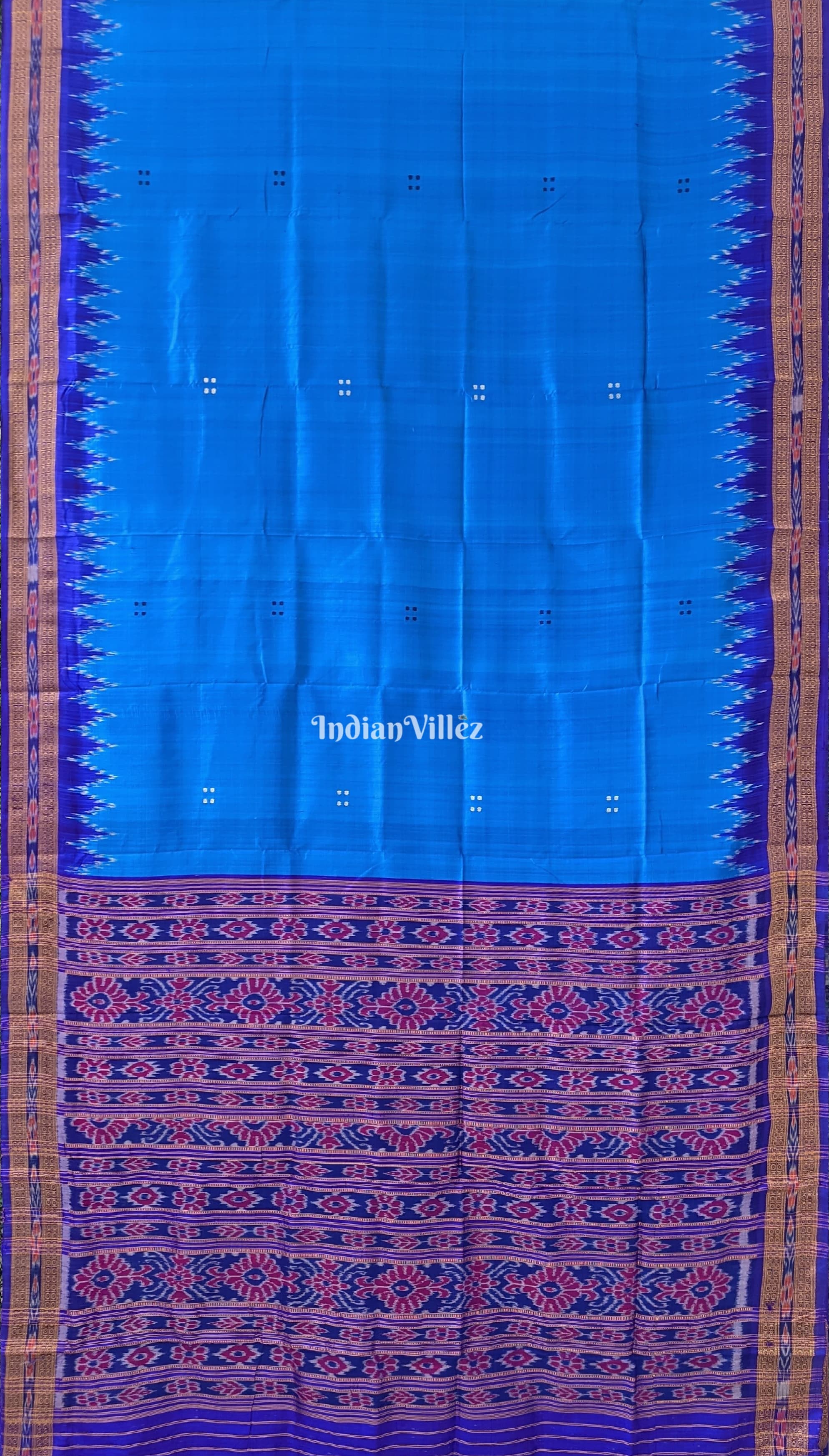 Copper Sulphate Butta Design Khandua Silk Saree