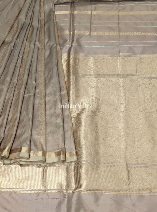 Carley's Rose Gold Designer Banarasi Katan Silk Saree