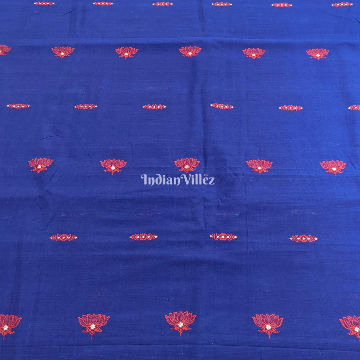 Blue Totus Motif Odisha Ikat Bomkai Cotton Fabric