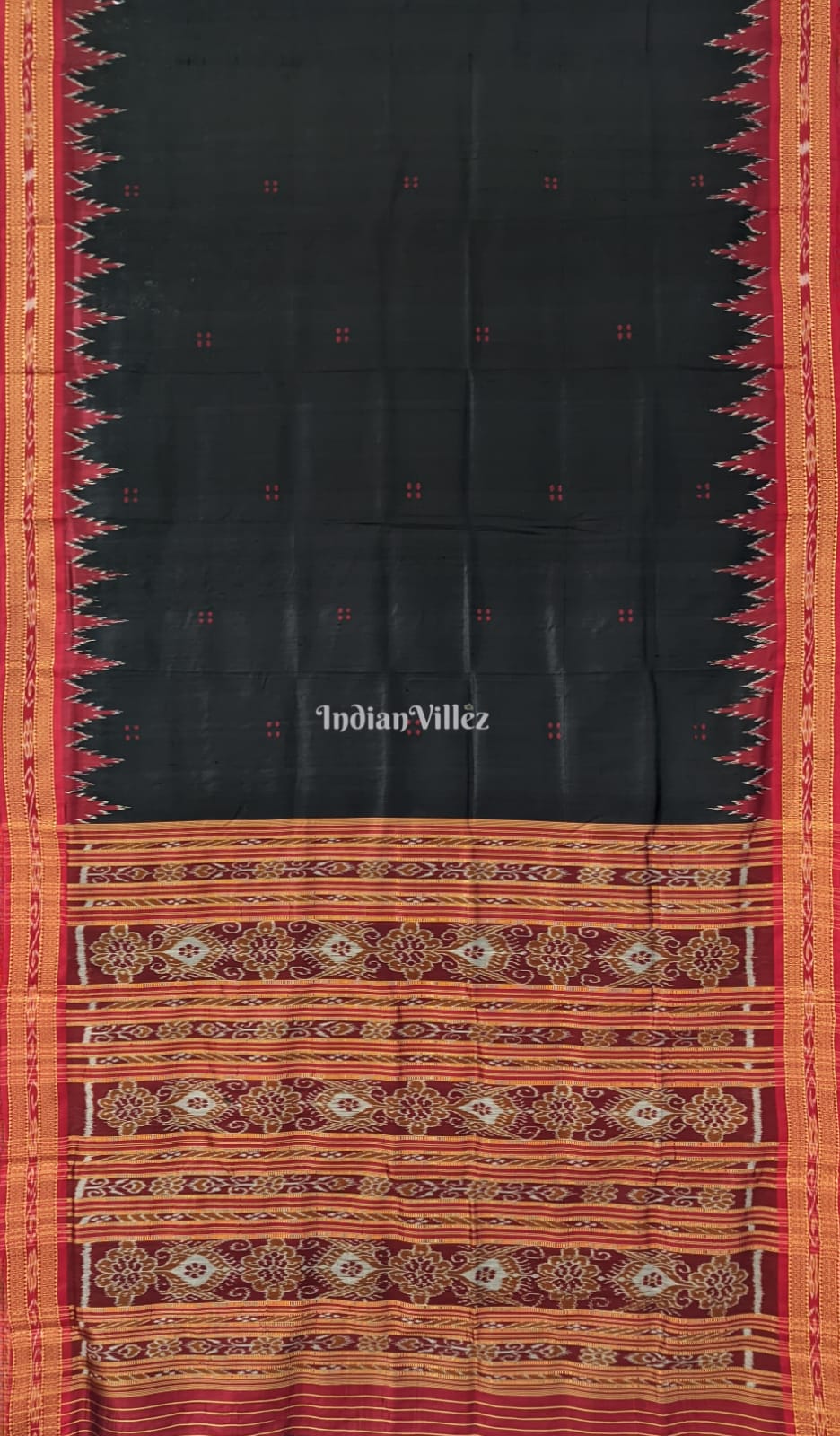 Black Butta Design Odisha Ikat Khandua Silk Saree