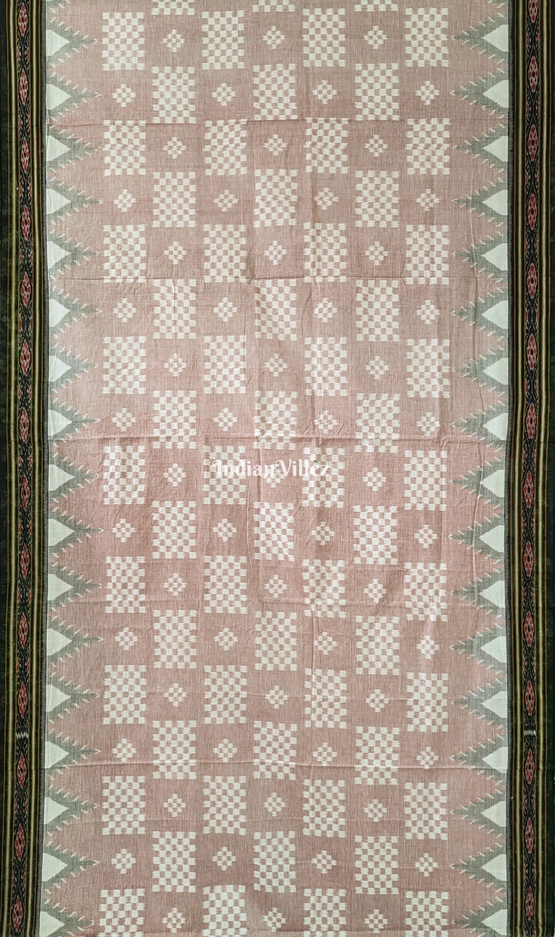 Lemonade Pink Odisha Ikat Sambalpuri Cotton Saree