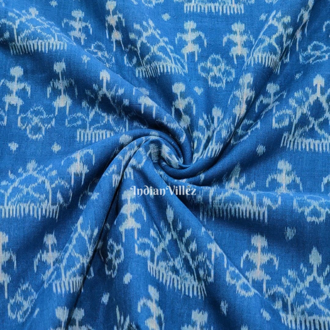 Copper Sulphate Tribal Theme Sambalpuri Cotton Fabric