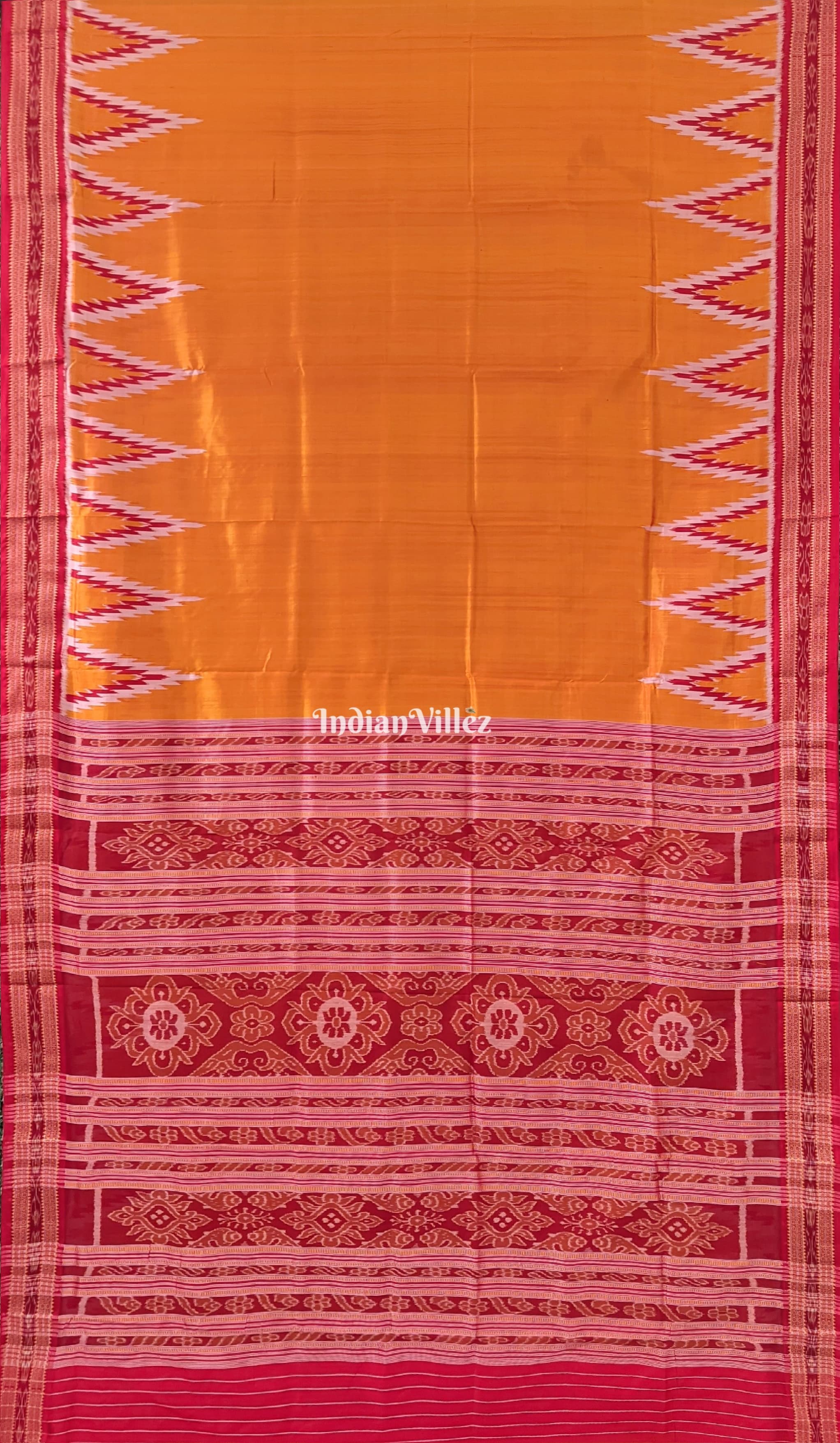 Orange With Red Phoda Kumbha Khandua Silk Saree