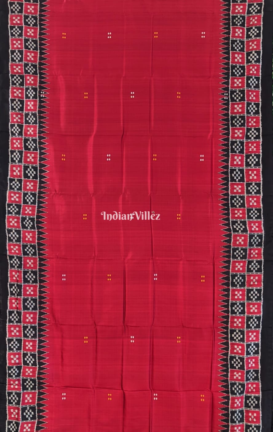 Red Double Border Pasapali Butta Design Contemporary Silk Saree