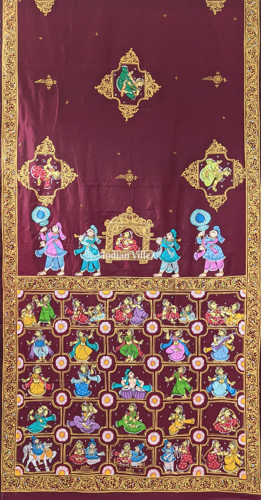 Maroon Doli Barat & Nartaki Theme Pattachitra Silk Saree