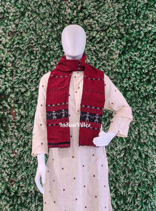 Dark Maroon Tribal Cotton Handloom Stole