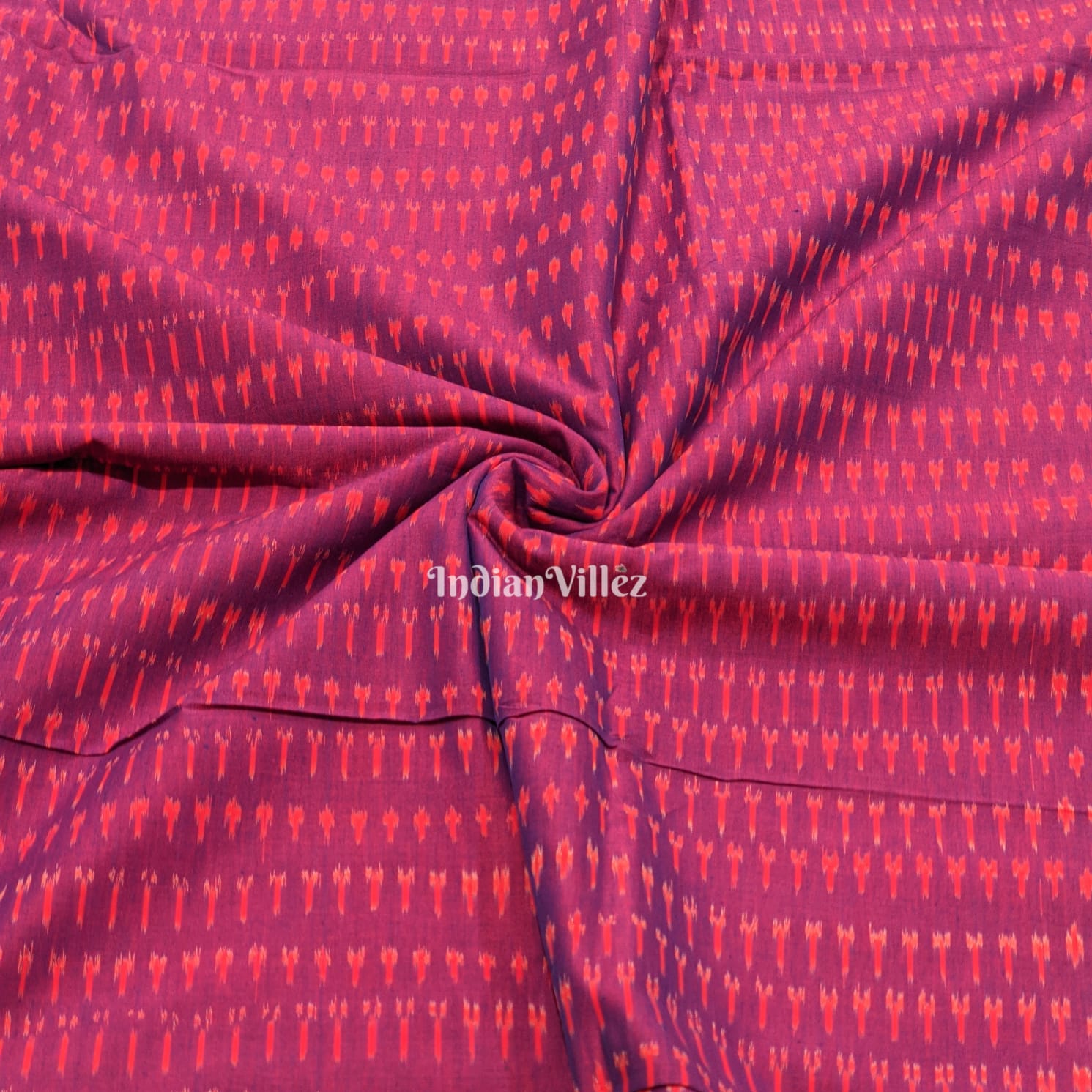 Magenta Pochampally Ikat Cotton Fabric