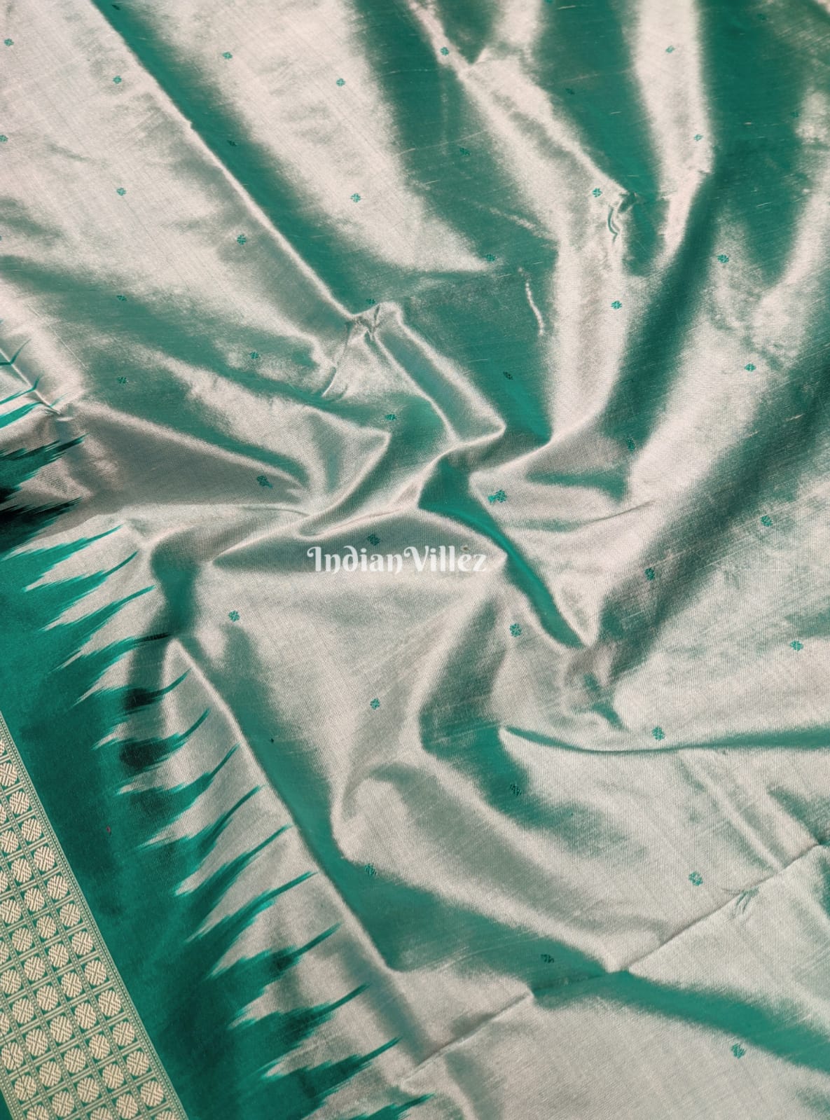 Mint Green Odisha Ikat Sambalpuri Bomkai Silk Saree
