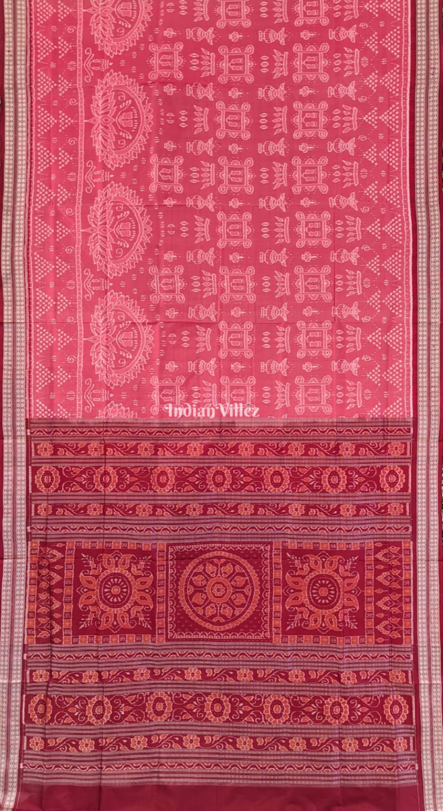 Peach Odisha Ikat Pure Sambalpuri Silk Pastel Saree