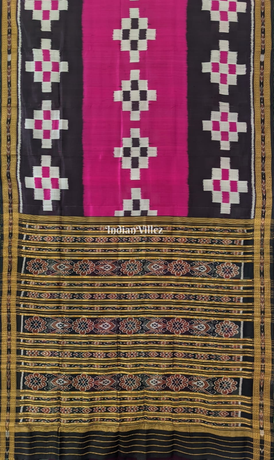Magenta Coffee Pasapali Odisha Ikat Khandua Silk Saree