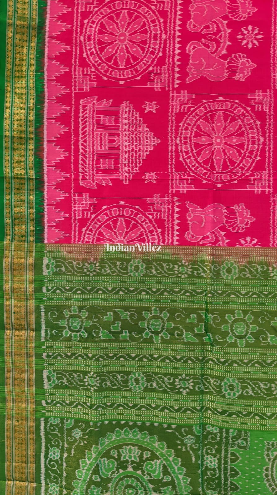 Rani Pink Sambalpuri Silk Saree with Tissue (Zari) Anchal