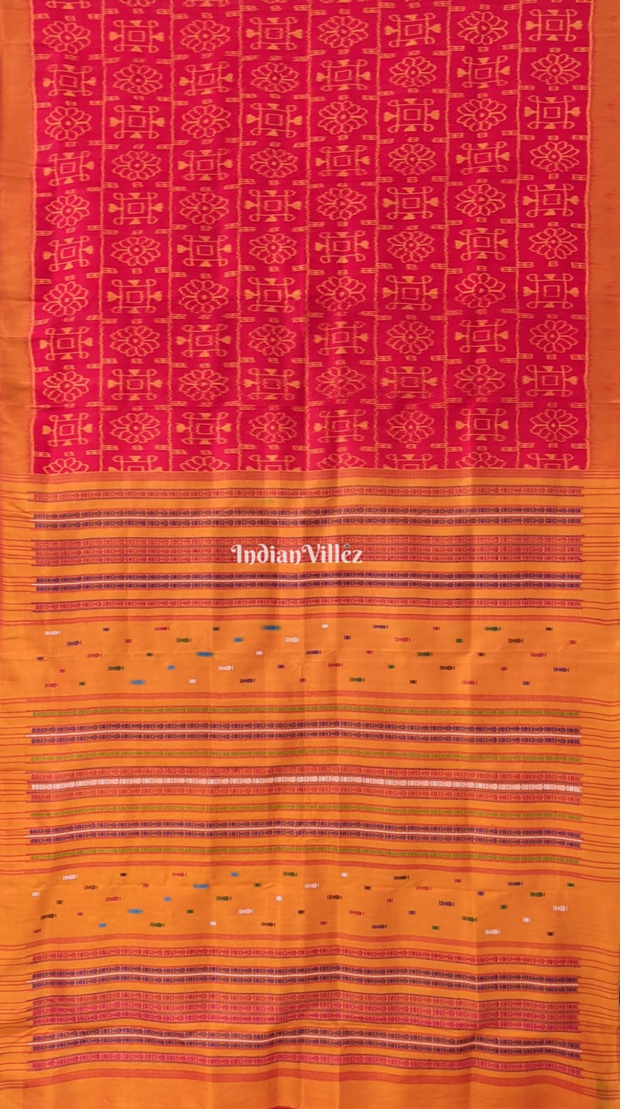 Red Golden Flower Yantra Contemporary Silk Saree