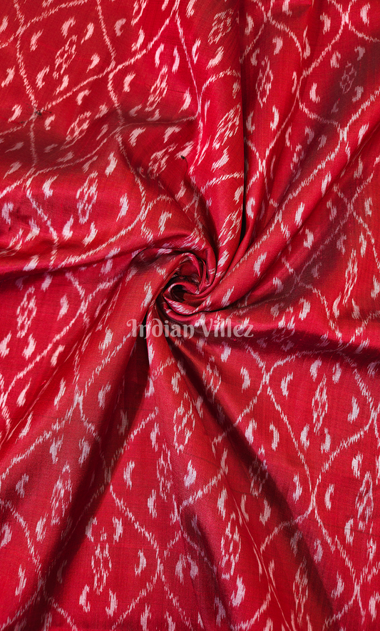 Exclusive Red Odisha Ikat Sambalpuri Silk Fabric