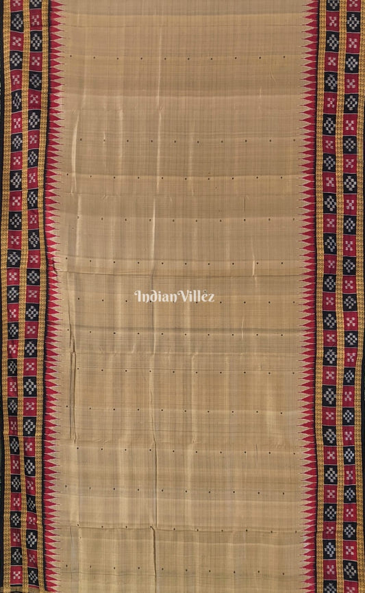 Olive Green Border Pasapali Khandua Silk SareeCamel Color Border Pasapali Khandua Silk Saree