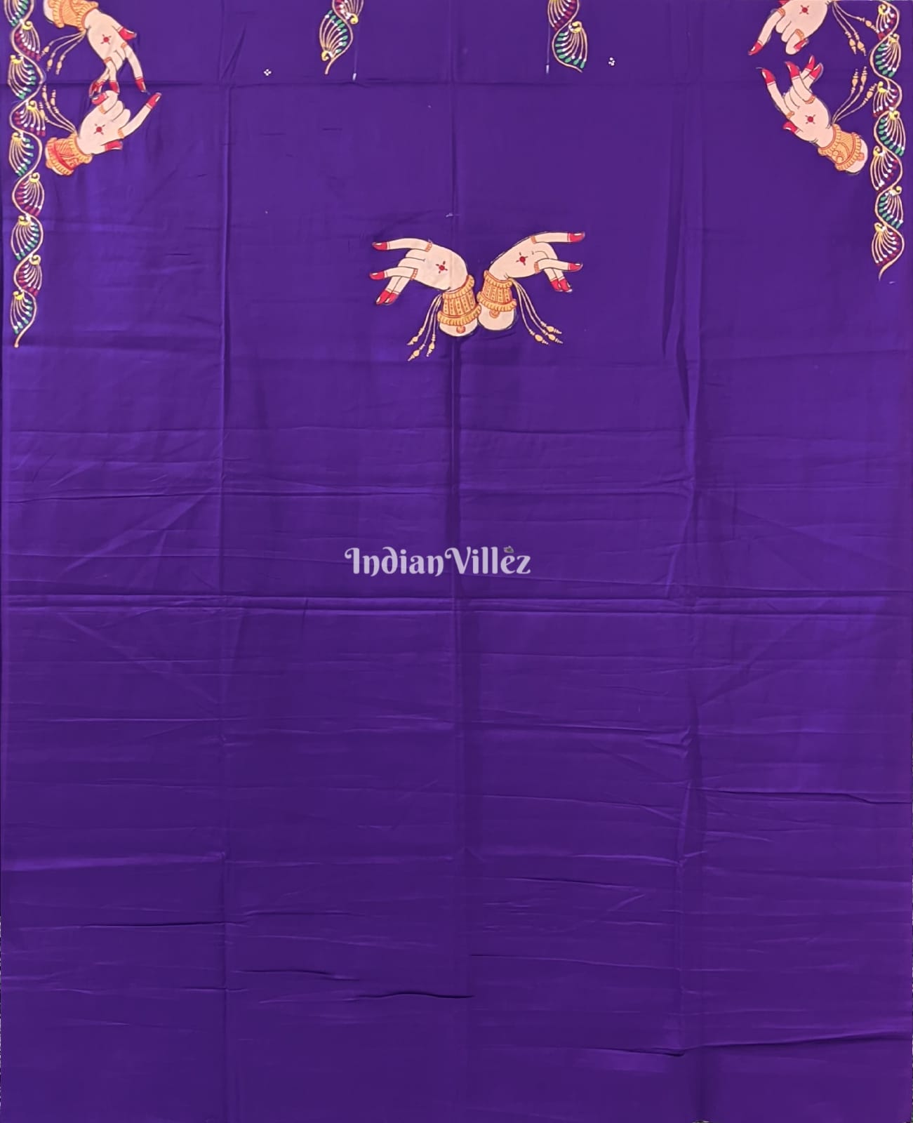 Purple Odishi Mudra Pattachitra Kurti Cotton Dress Material