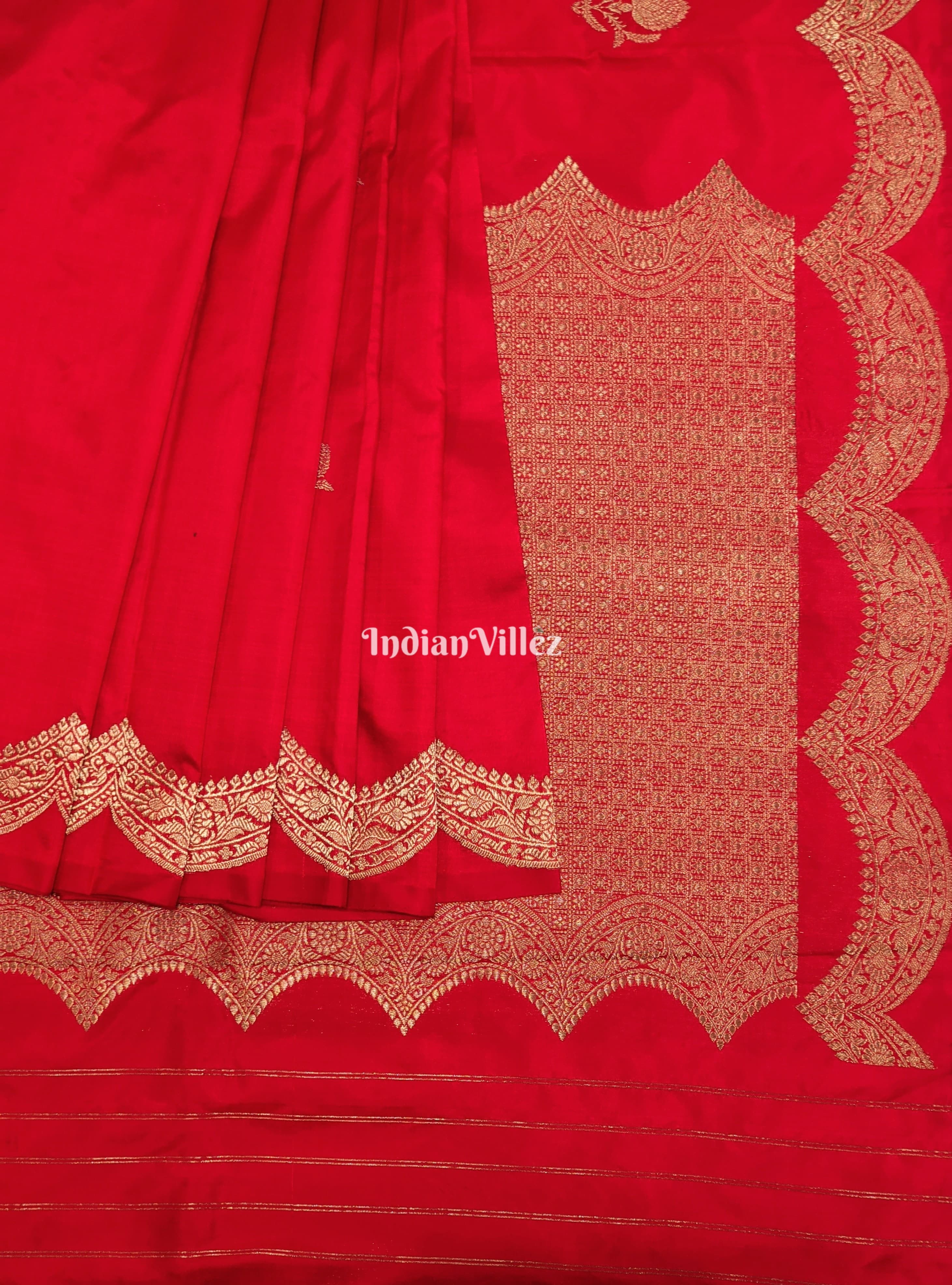Red Pure Banarasi Katan Silk Saree