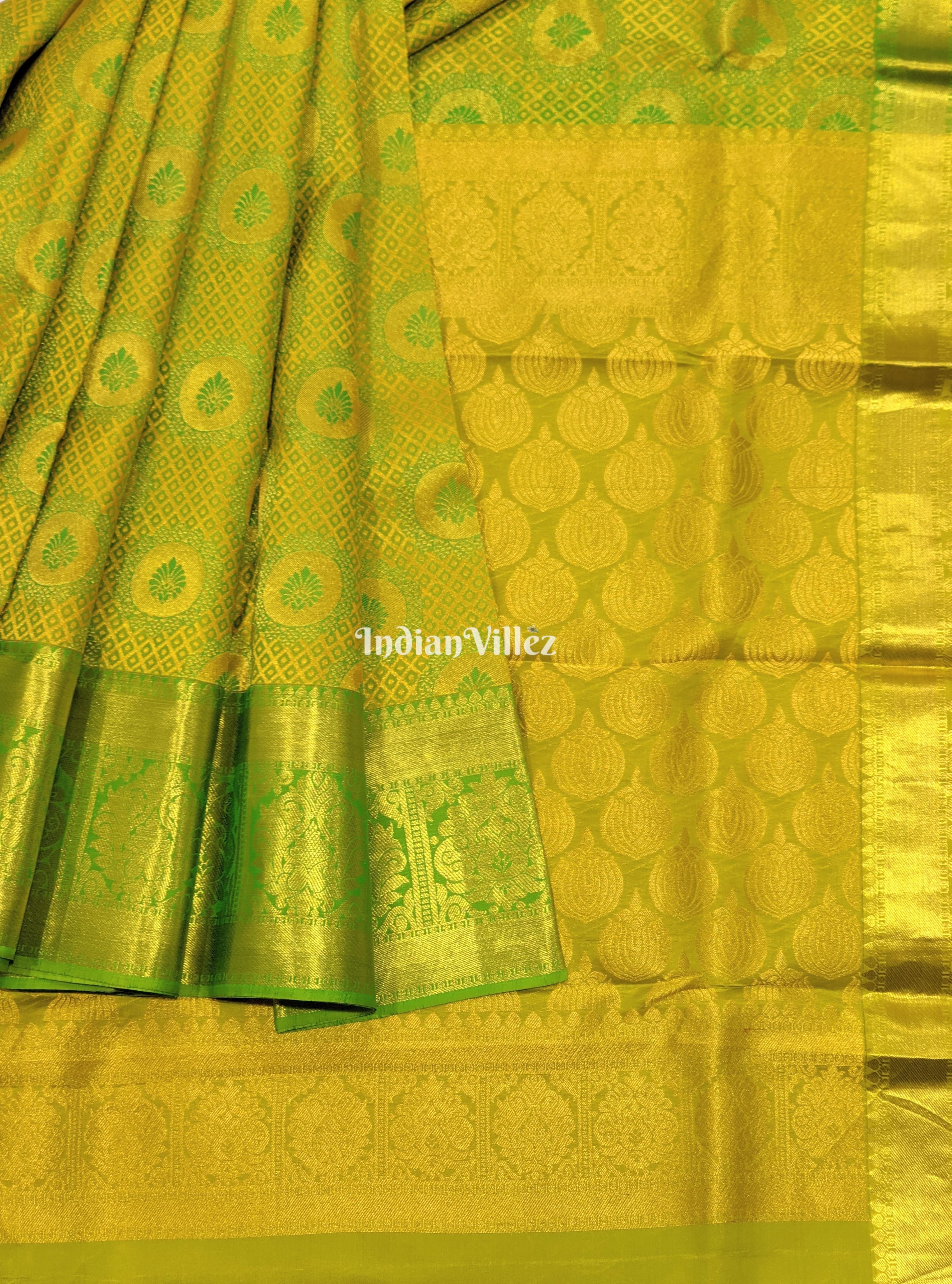 Lemon Green Pure Kanjivaram Silk Saree