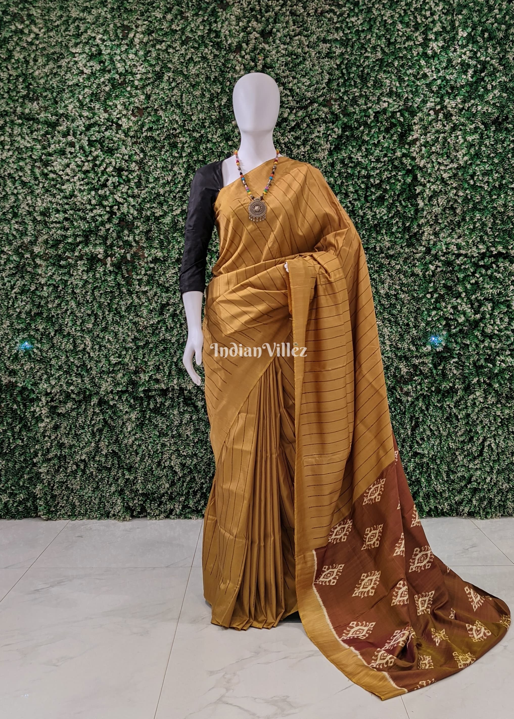 Mustard Yellow Odisha Ikat Designer Contemporary Silk Saree