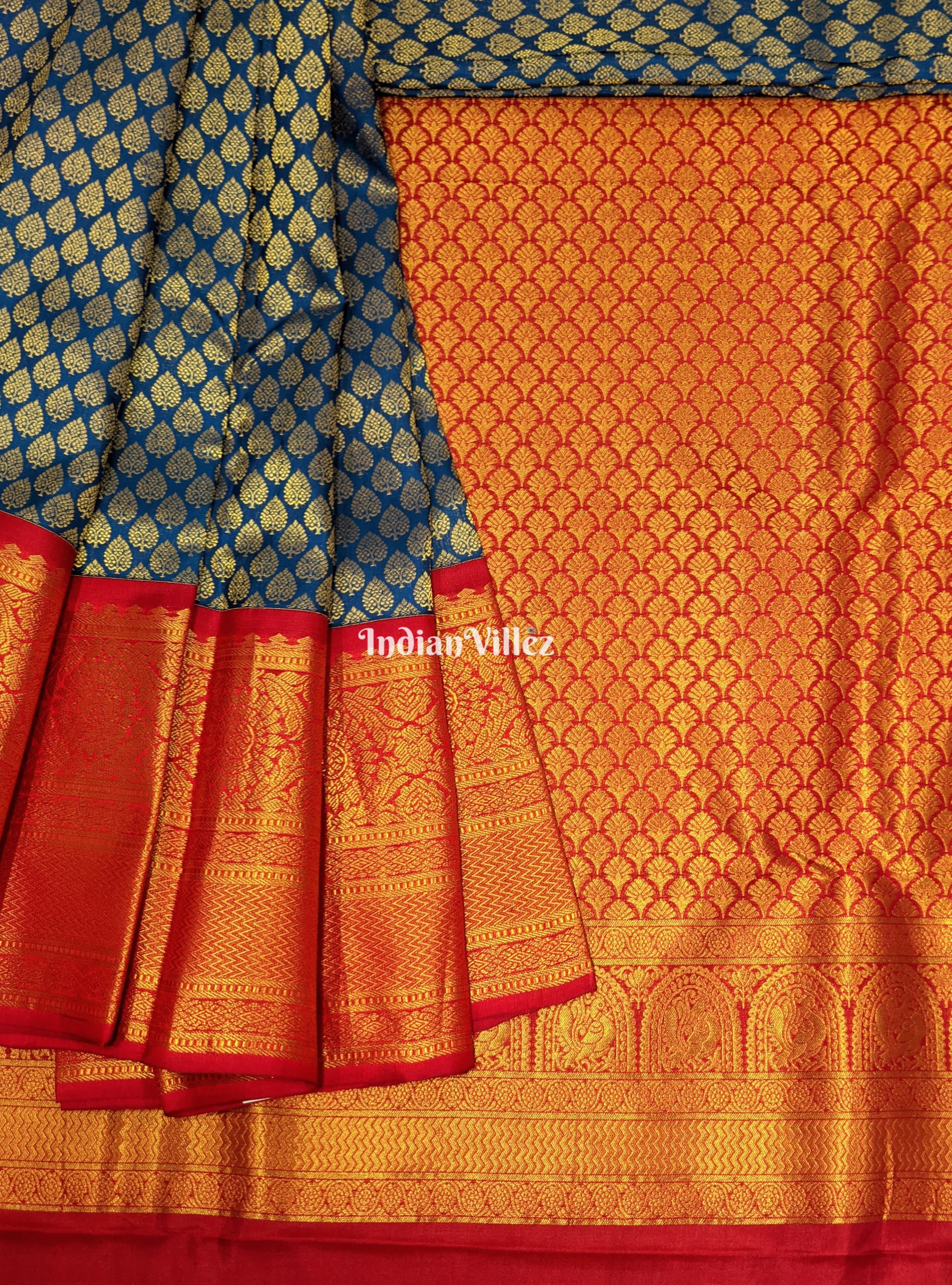 Peacock Blue Pure Kanjivaram Silk Saree