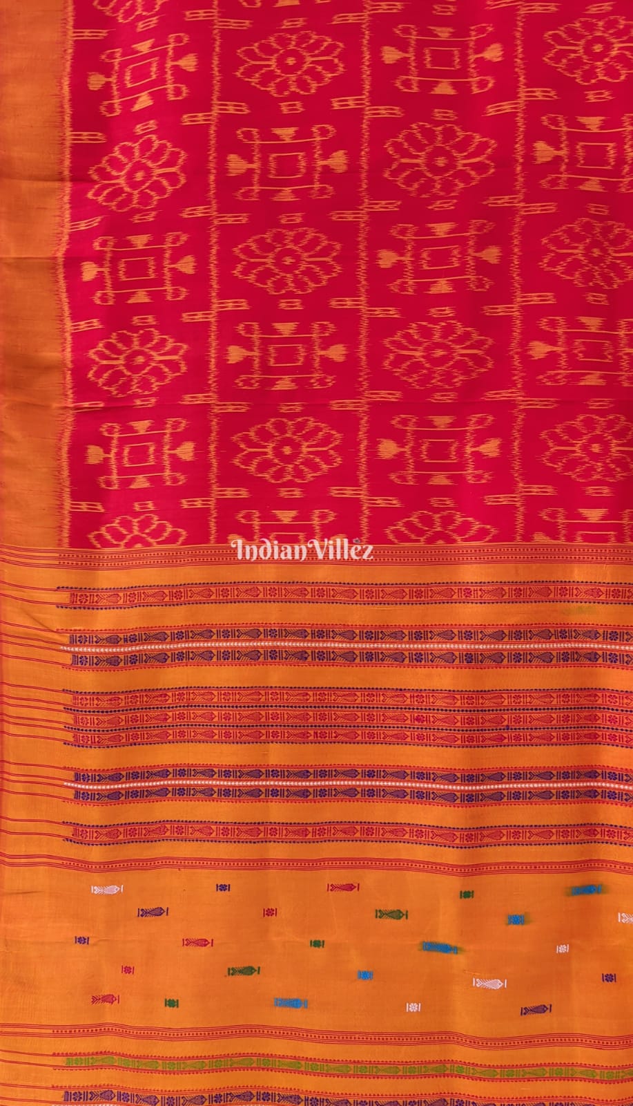 Red Golden Flower Yantra Contemporary Silk Saree