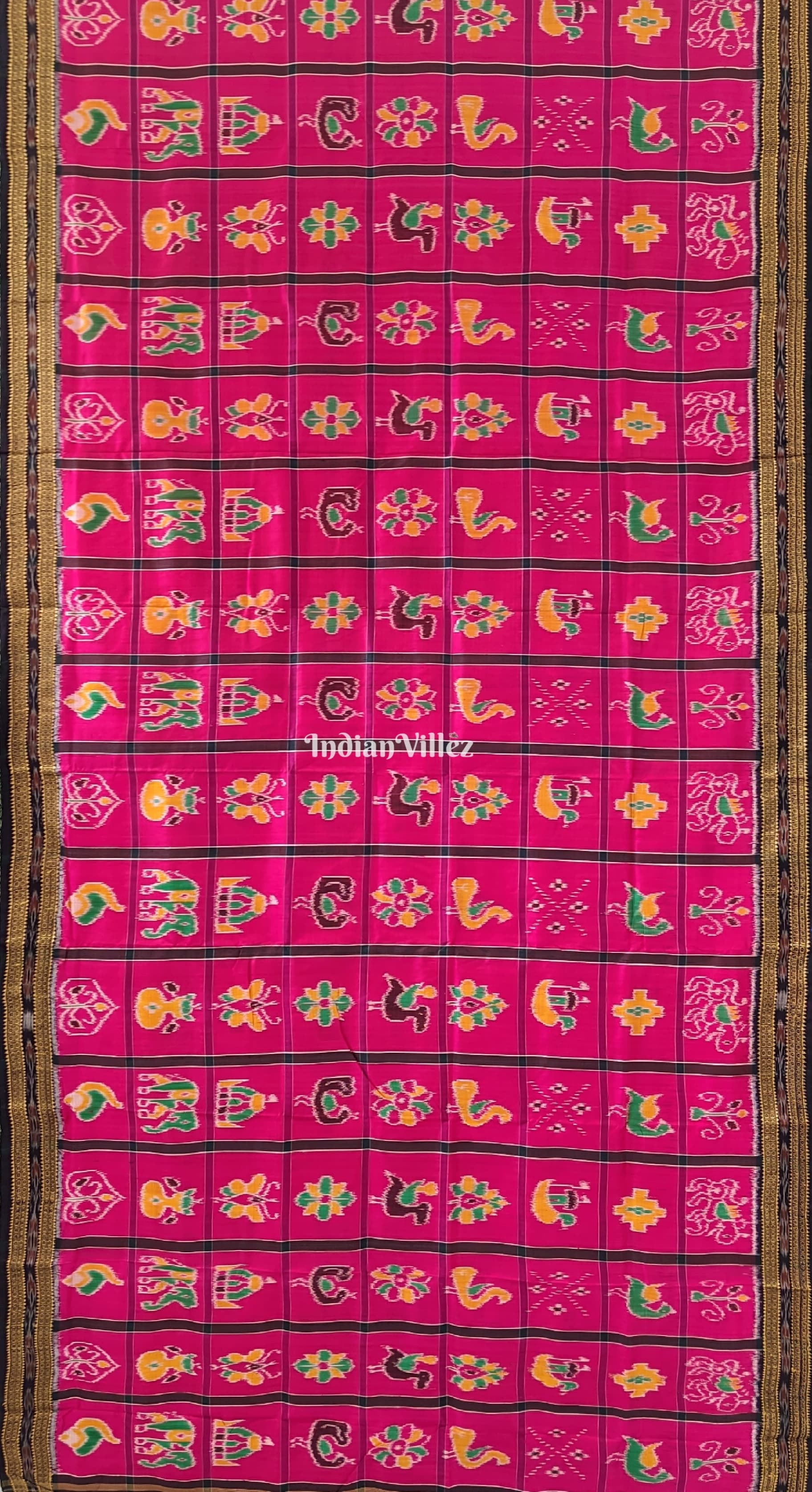 Pink Nabakothi Khandua Ikat Odisha Handloom Silk Saree