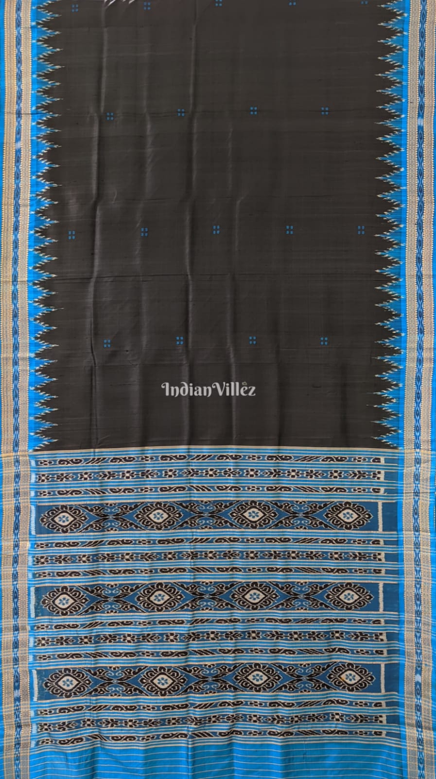 Black Butta Design Odisha Ikat Khandua Silk Saree
