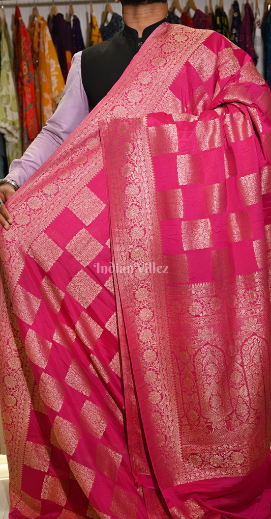 Red Golden Georgette Kanjivaram Saree