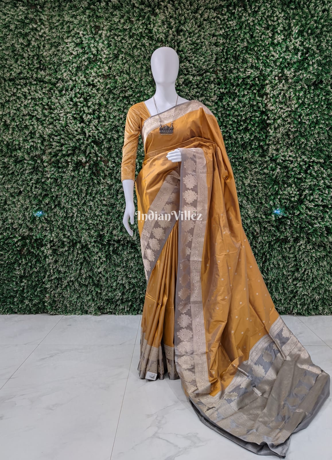 Mustard Yellow Pure Banarasi Katan Silk Saree