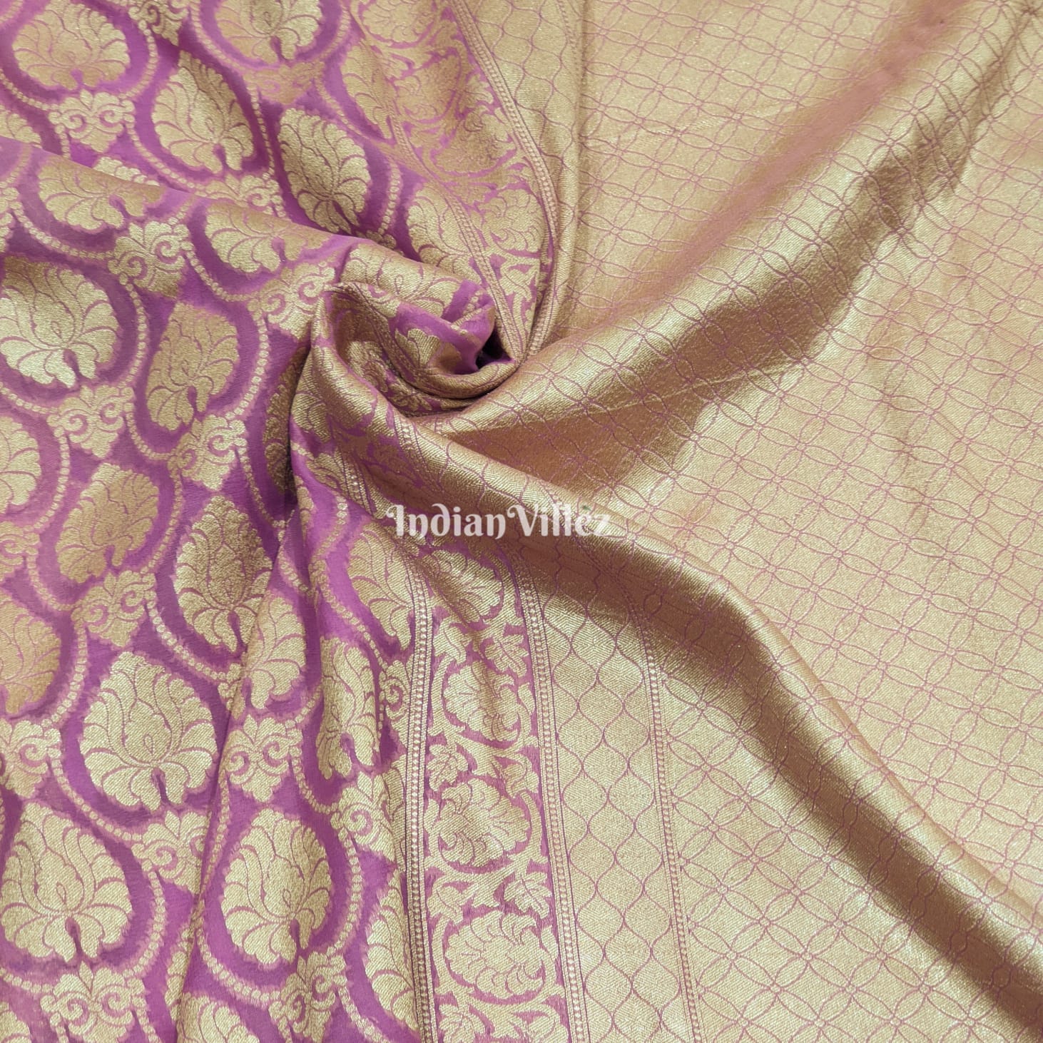 Mauve Purple Rangkaat Banarasi Khaddi Georgette Saree