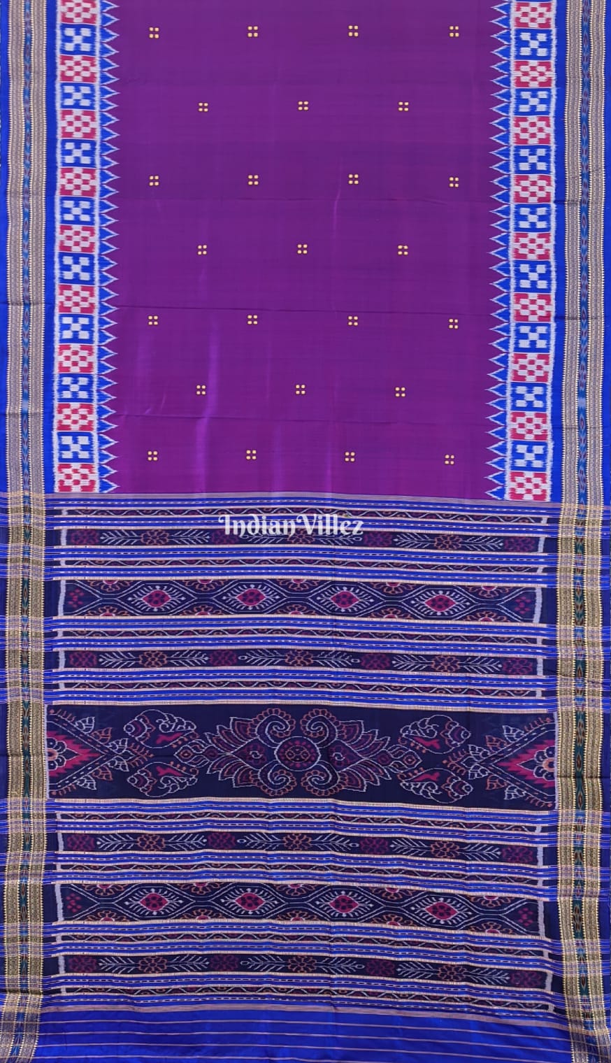Aubergine Purple Border Pasapali Khandua Silk Saree