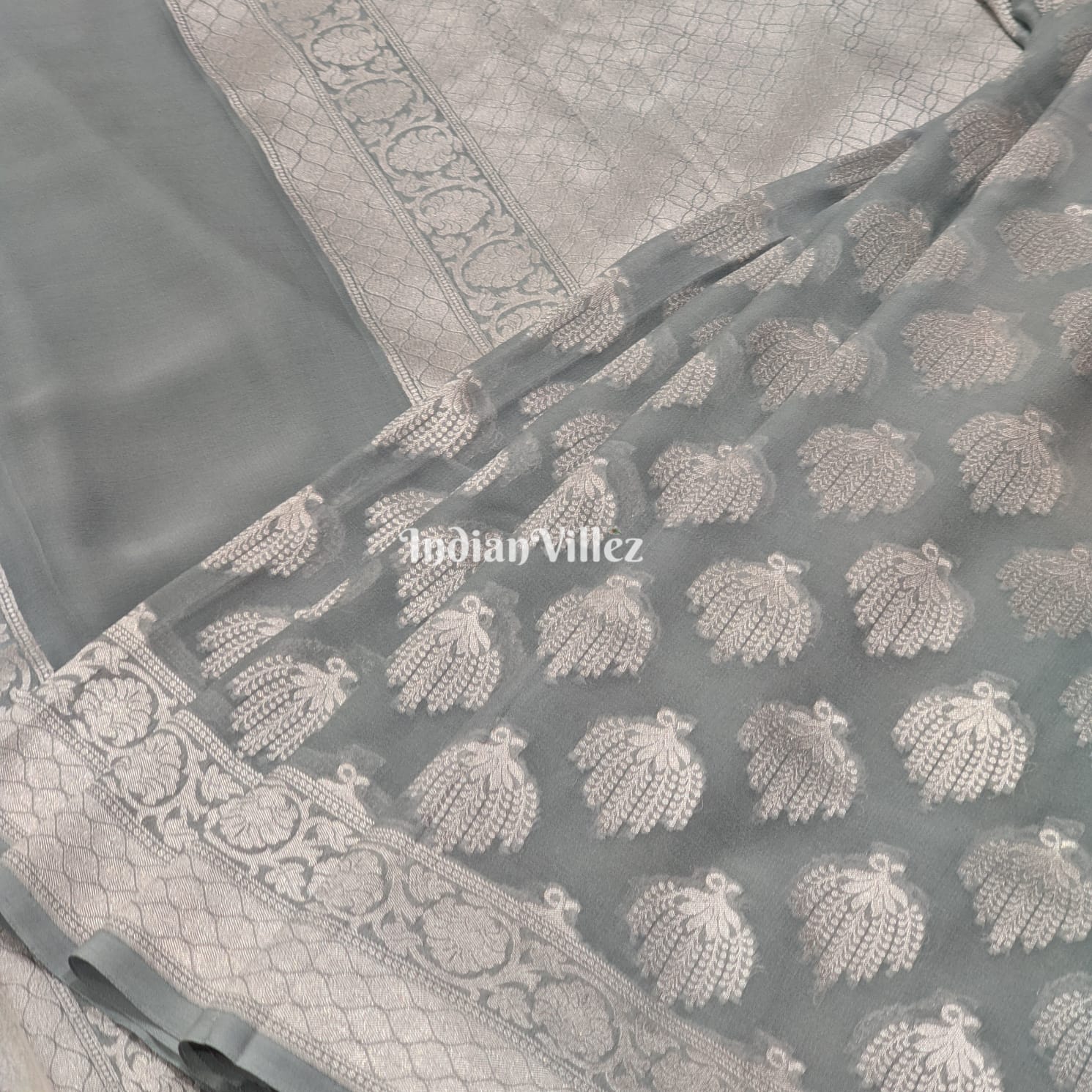 Grey Rangkaat Banarasi Khaddi Georgette Saree