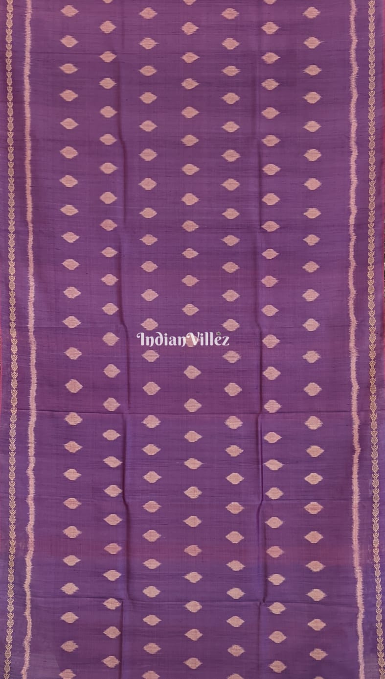 Grey Purple Double Pallu Gopalpur Tussar Silk Saree