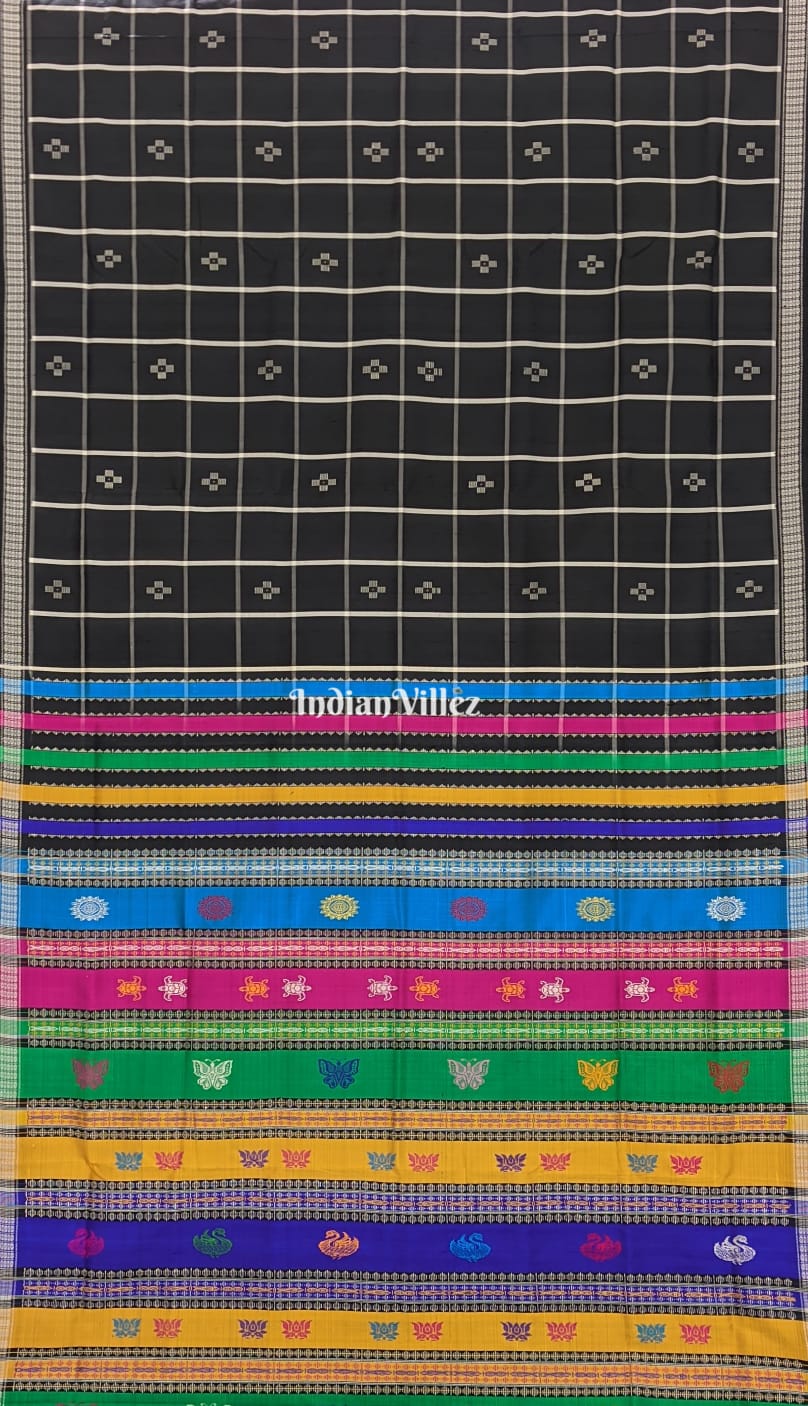 Black Body Pasapali Design Berhampuri Silk Saree