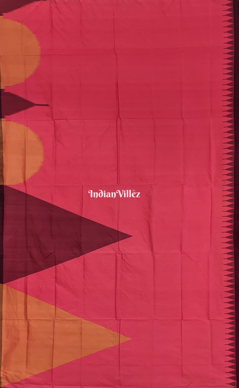 Peach Pyramid Odisha Handloom Ikat Sambalpuri Silk Saree