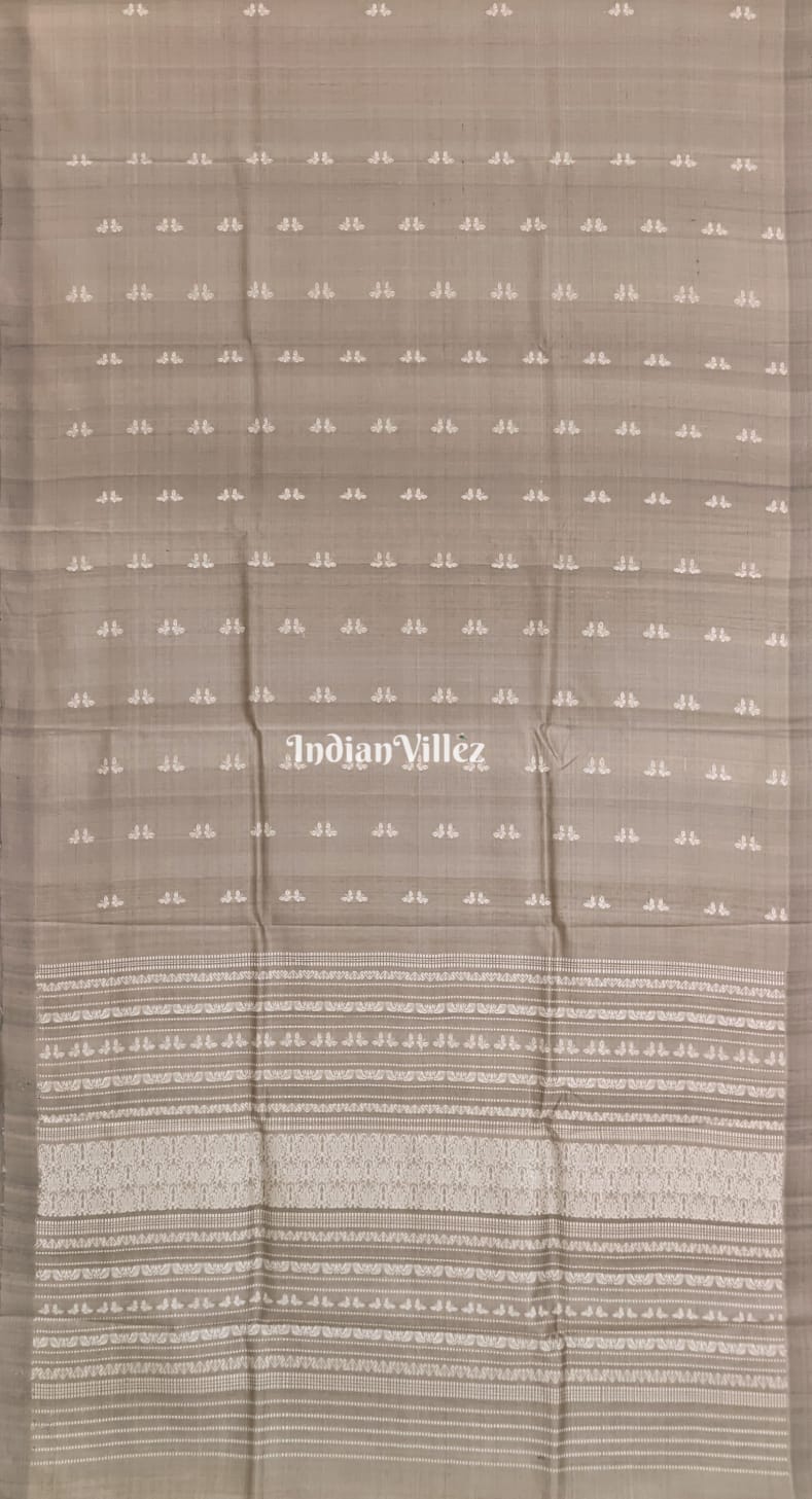 Grey Butterfly Design Gopalpur Tussar Silk Saree