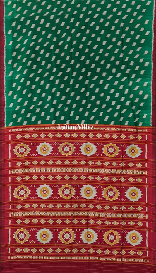 Green Contemporary Soft Sambalpuri Ikat Silk Saree