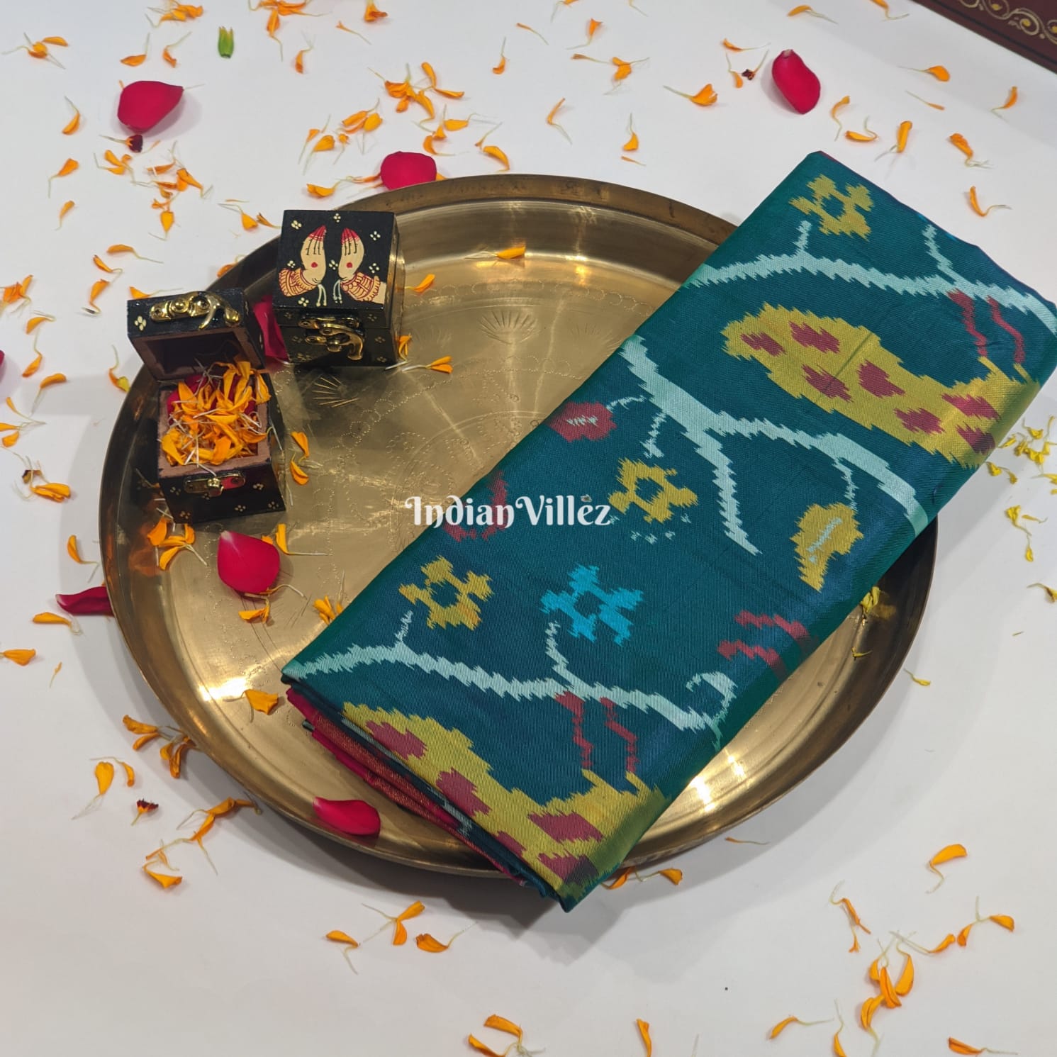 Multicolored Animal Themed Pochampally Ikat Silk Saree