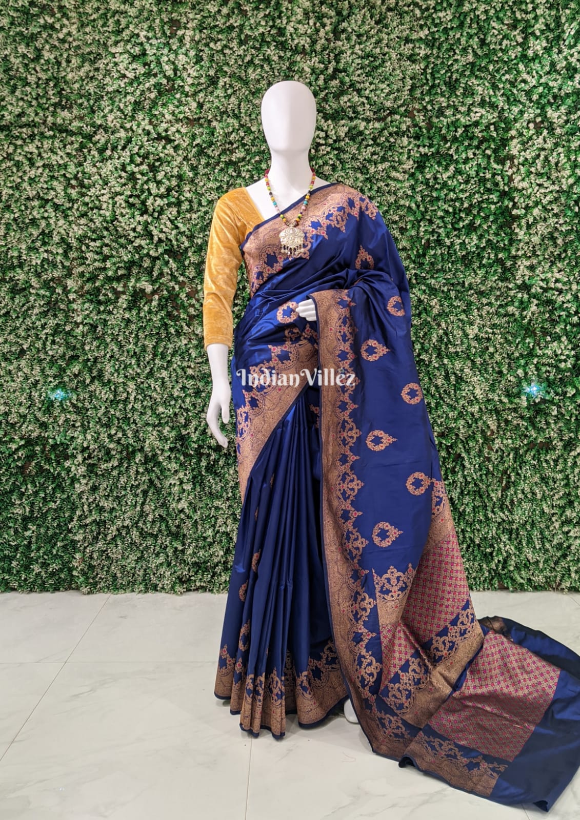 Midnight Blue Pure Banarasi Katan Silk Saree