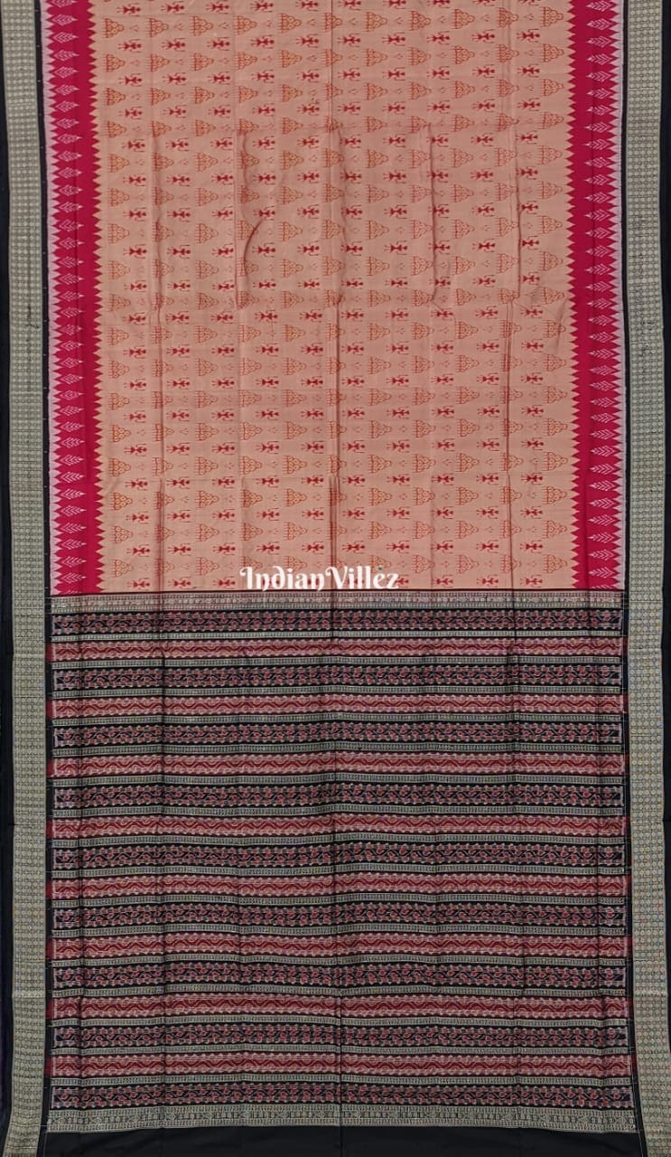 Peach Natural Dyed Sambalpuri Silk Handloom Saree