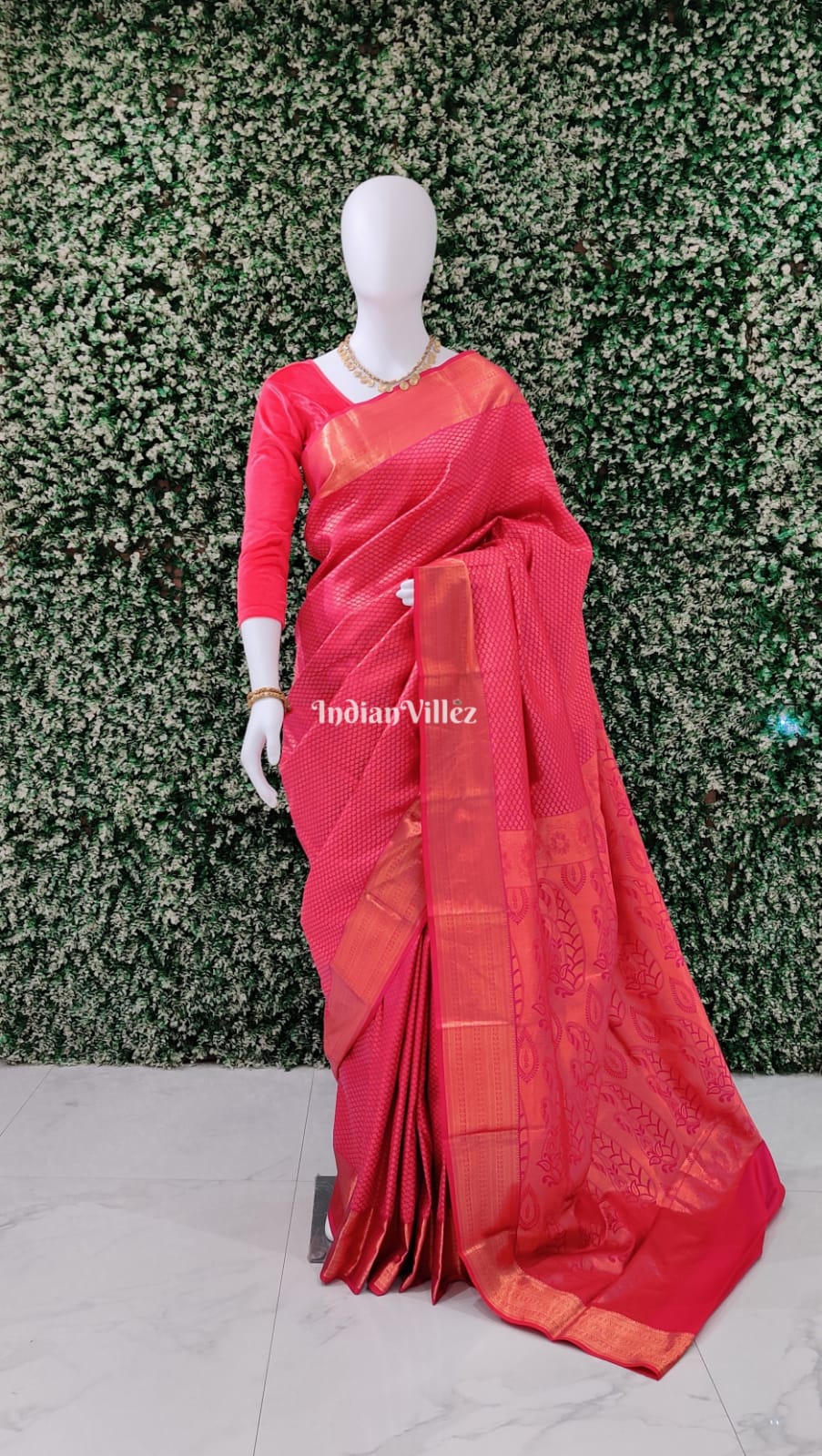 Rani Color Kanchipuram Silk Saree