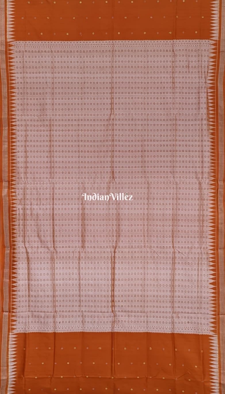 Rust Orange Sambalpuri Ikat Bomkai Silk Saree
