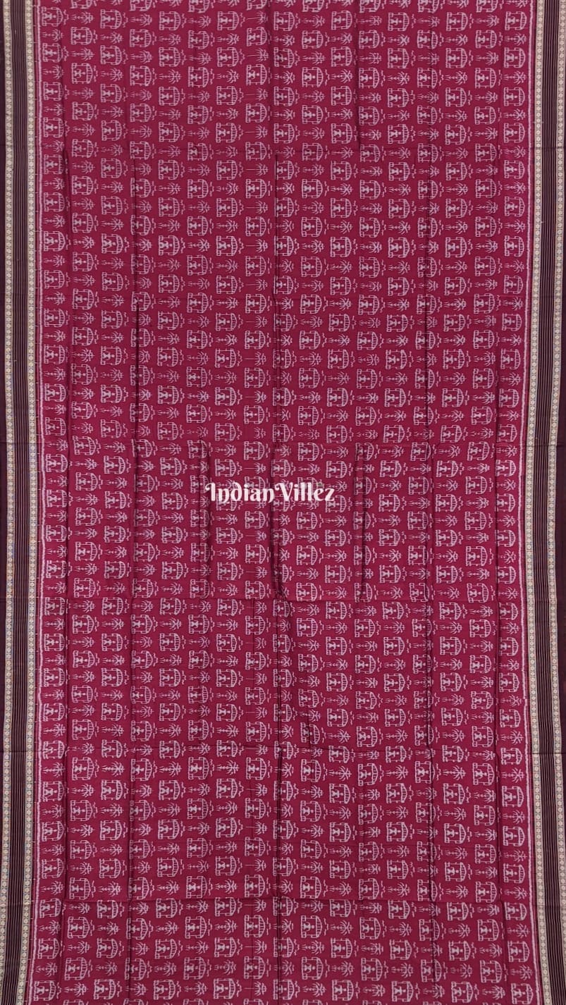 Maroon Tribal Odisha Handloom Sambalpuri Ikat Silk Saree