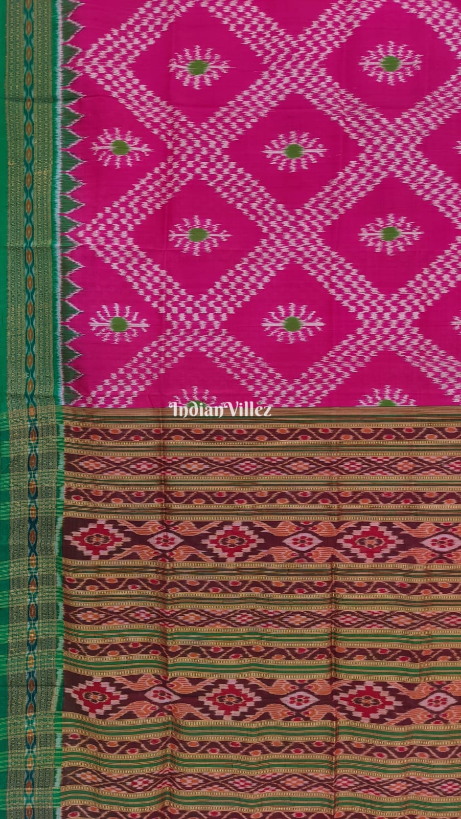 Rani Pink Tarabali Odisha Ikat Khandua Silk Saree