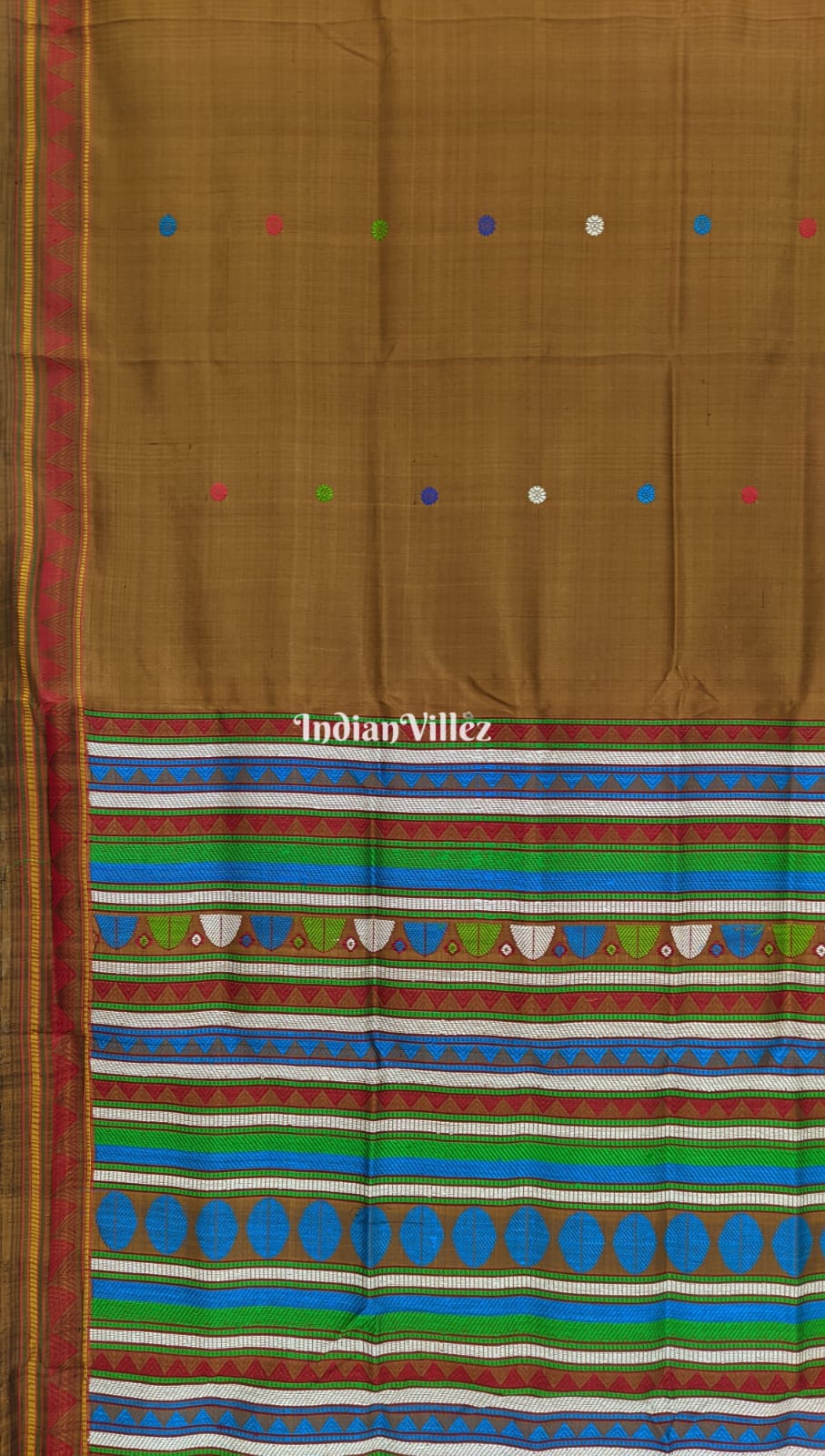 Cinnamon Brown Odisha Handloom Dongria Silk Saree