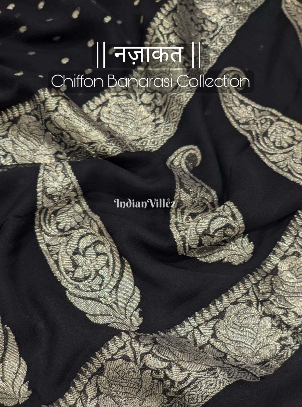 Black Banarasi Khaddi Chiffon Saree